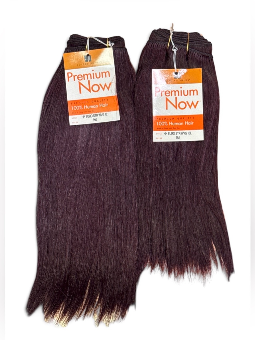2 packs Premium Now 100% Human Hair Bundles
Color: 12 and 10 inch (Dark burgundy